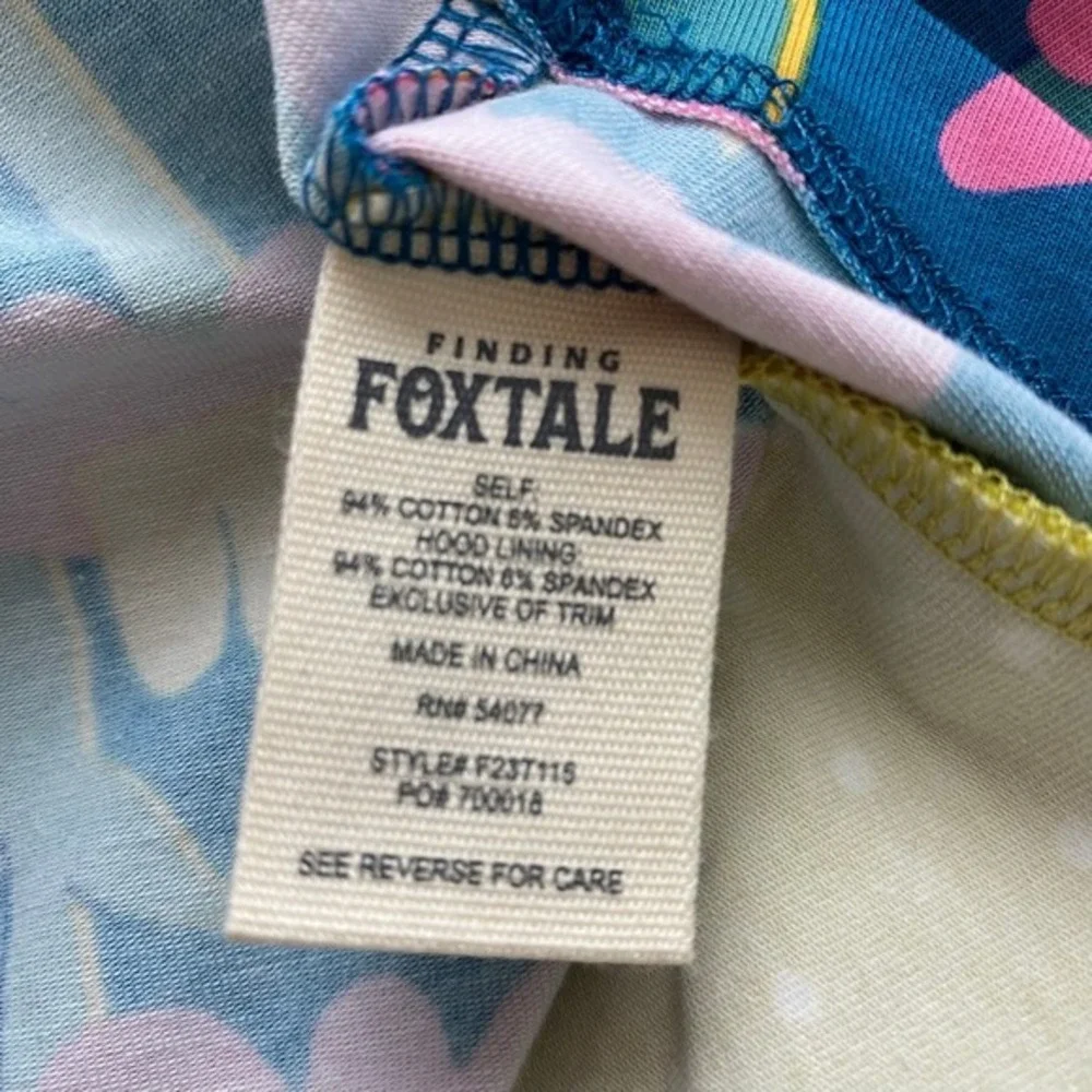 Finding Foxtale Whimsical Daisy Floral Hoodie Tunic Top Girls 10 Blue Pink Beach